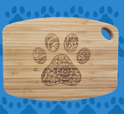 Bamboo Cutting Board - Mandala Paw Print