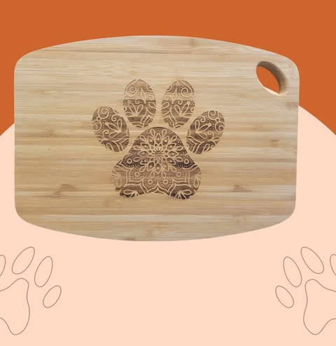 Bamboo Cutting Board - Mandala Paw Print