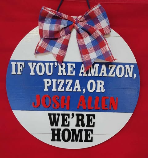 Wood Door Hanger Sign - Amazon, Pizza or Josh Allen