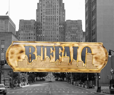 Wood Burned Sign - Buffalo New York Themed