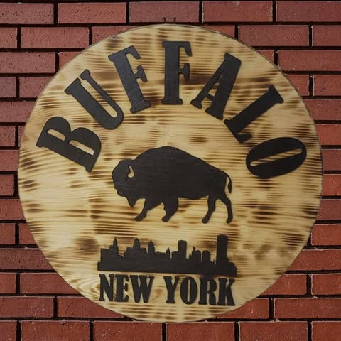 Wood Burned Sign - Buffalo New York Themed