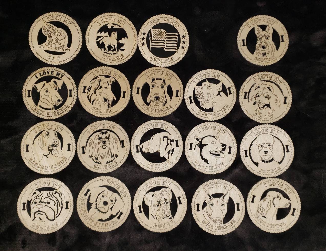 Engraved Magnets/Ornaments/Desktop Plaques/Wall Plaques/Picture Frames-DOGS/MILITARY/MISC