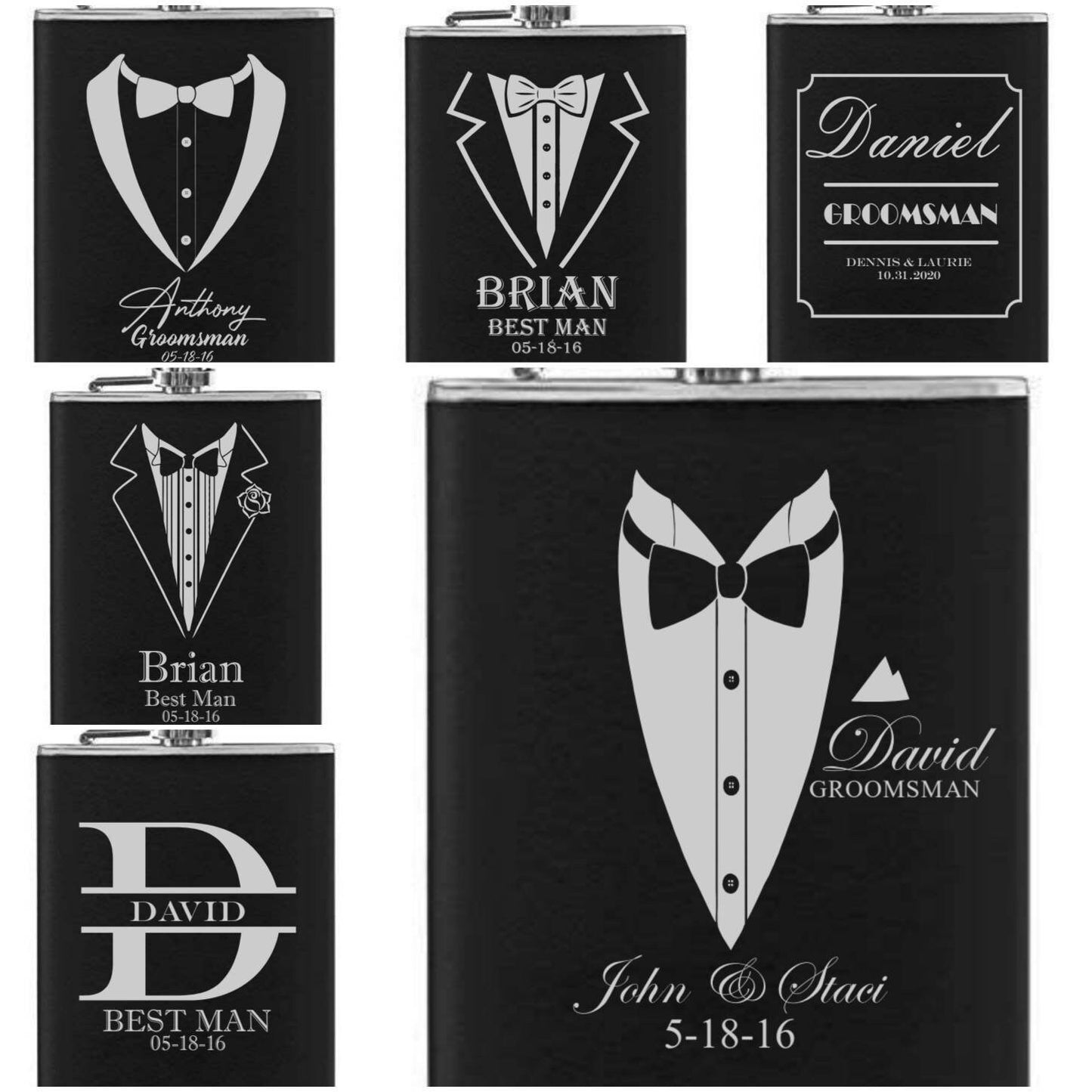 Groom/Groomsman Engraved flask - 8oz Flask w/funnel