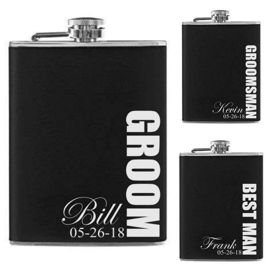 Groom/Groomsman Engraved flask - 8oz Flask w/funnel