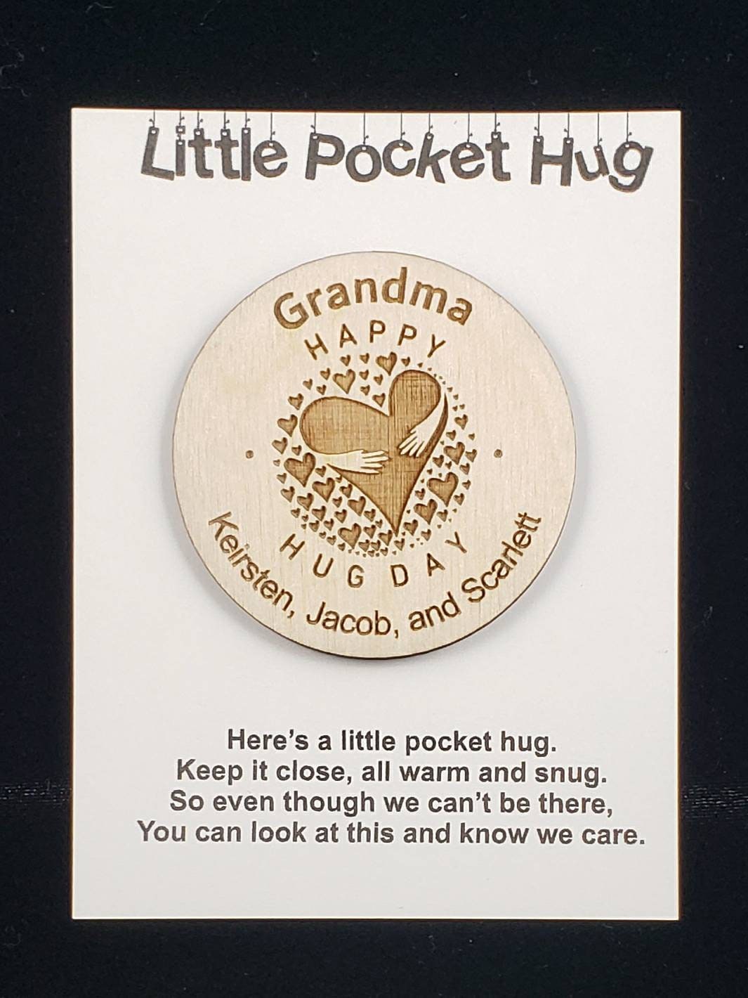 Little Pocket Hug,Christmas Hug,Birthday Hug,Anniversary,Special Gift, Wood Gift,Send a Hug Gift,Grandparents gift, Graduation- Sending Love