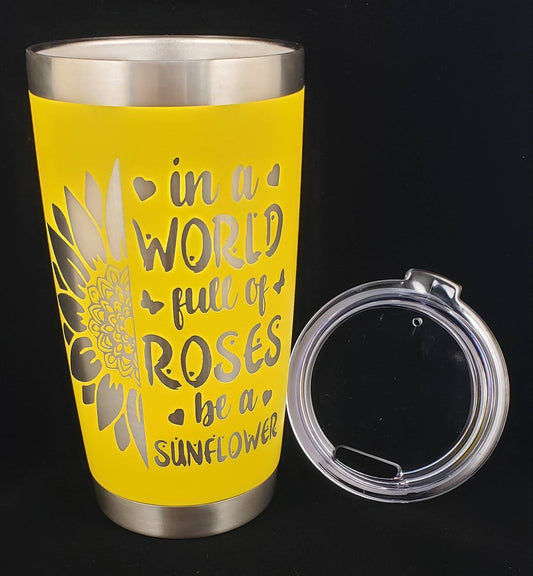 Sunflower Tumbler,Personalized 20 OZ Tumbler,Engraved Tumbler,Sunflower Lovers,Sunshine,You Are My Sunshine,Stainless Steel Coffee Tumbler