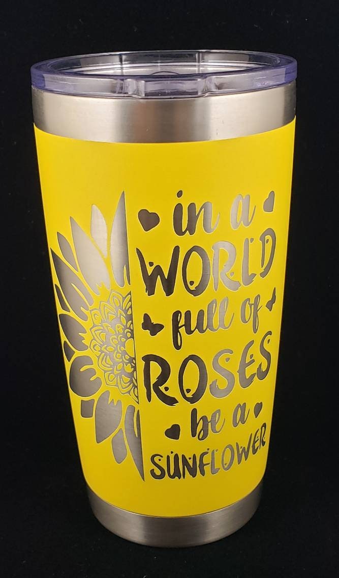 Sunflower Tumbler,Personalized 20 OZ Tumbler,Engraved Tumbler,Sunflower Lovers,Sunshine,You Are My Sunshine,Stainless Steel Coffee Tumbler