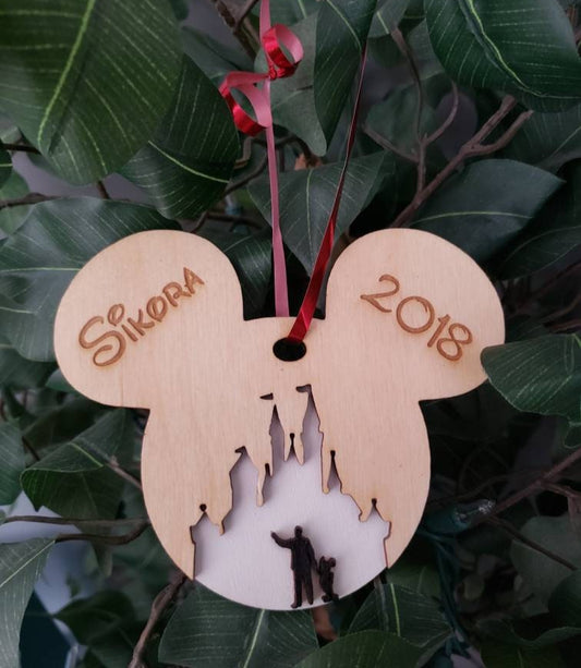 Mickey Castle Ornament, Christmas Ornament, Happiest Place on Earth, Mickey Ears, Princess Castle, Personalized FREE and FREE SHIPPING