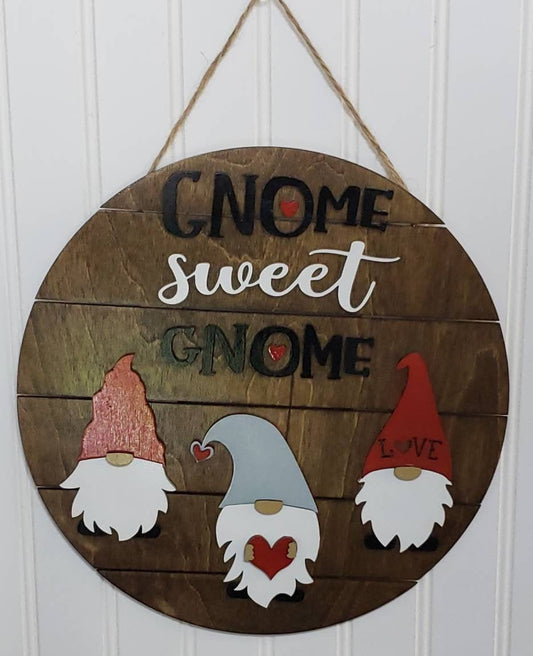 Gnome Door Hanger, Wooden Sign, Gnome Sweet Gnome Wood Door Hanger, Door Decor, Best Gift Ever, Front door decor, new home gifts