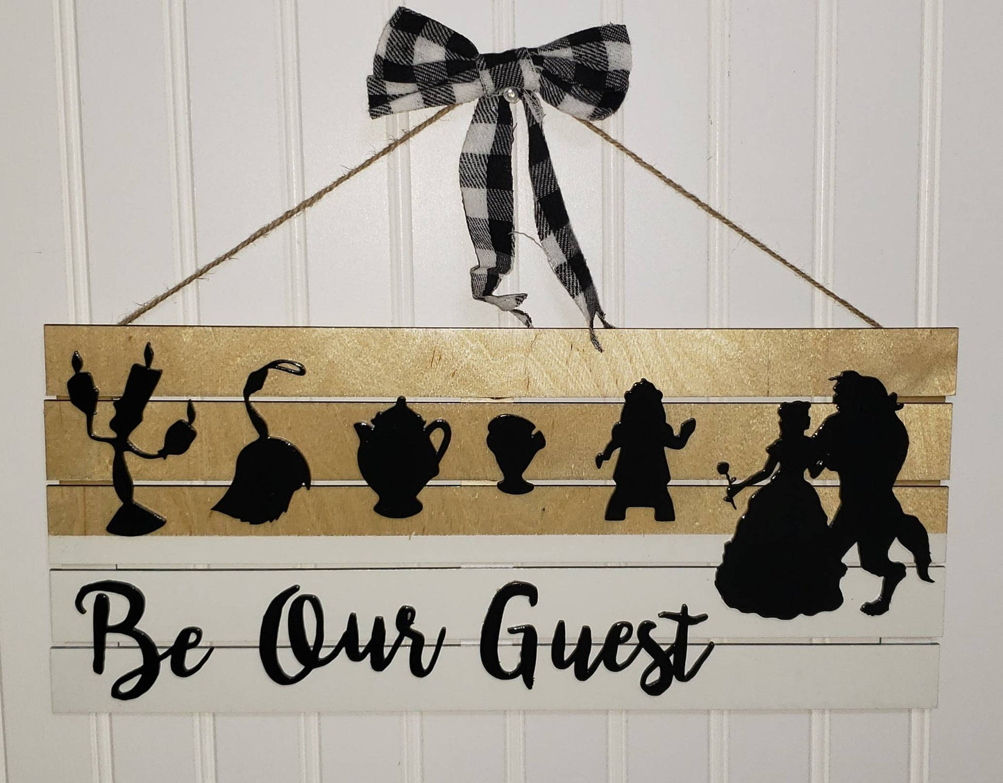 Door Hanger, Wooden Sign, Inspired by Disney Wood Door Hanger, Door Decor, Be Our Guest, Front Door Decor, New Home, Wall Decor, Disney