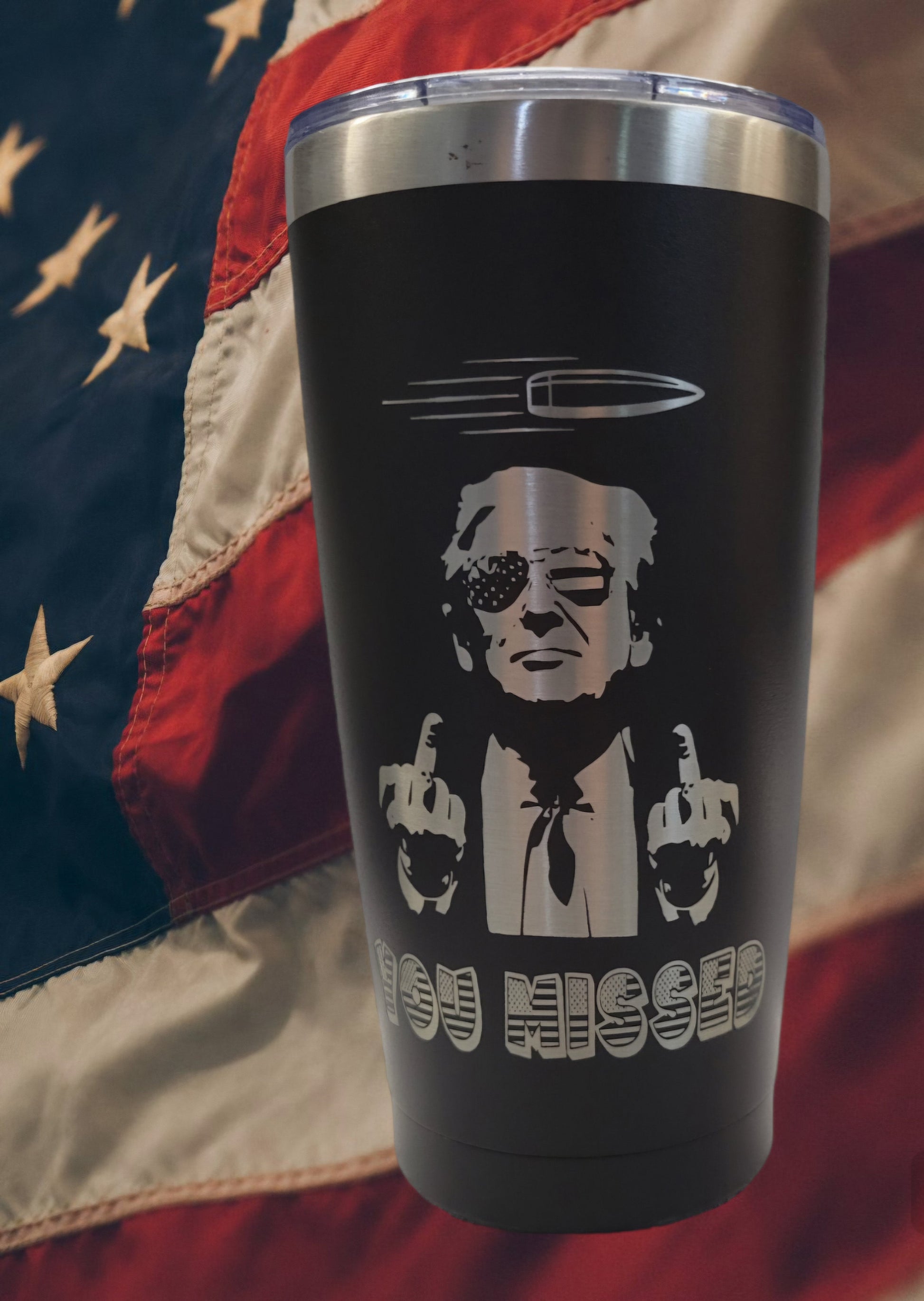 TRUMP Tumbler,Stainless Steel Tumbler,Trump 2024, Trump You Missed, Gift, 20oz Tumblers, Engraved Tumbler, Corporate Gift, 20oz